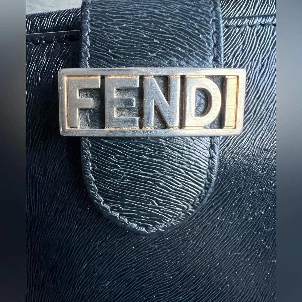 Fendi Black leather compact wallet